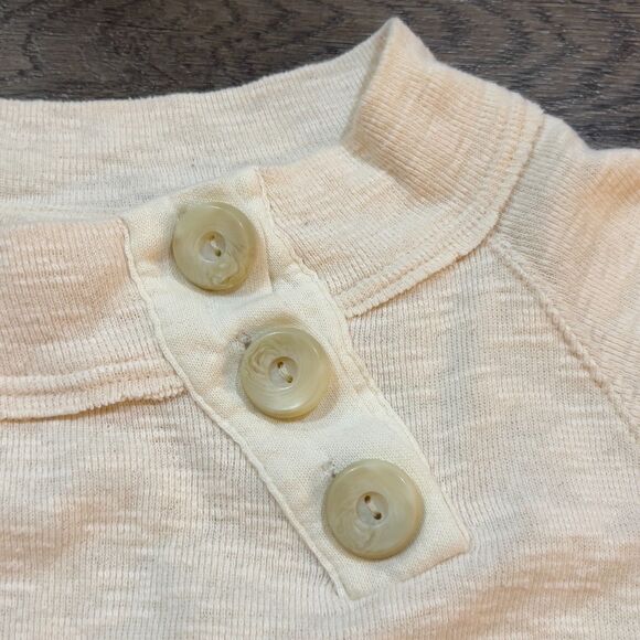 We the Free People Ivory Don't Forget Me Top Button Sweatshirt Dolman Small - Picture 2 of 6